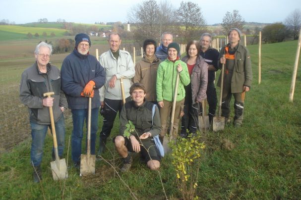 OG-Mitglieder und Helfer freuten sich über die Fertigstellung der Hecke Foto: Englbrecht Brigitte